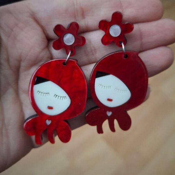 3 for $26 - Little Red Riding Hood Earrings - Picture 1 of 3
